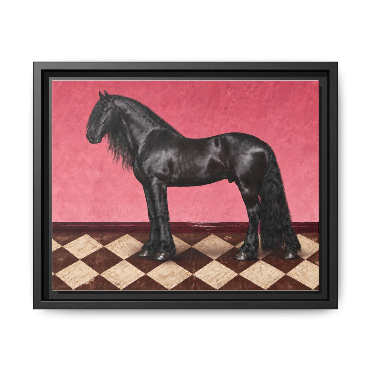Gentle Giant in Raspberry - Black Friesian Draft Horse Art Print | Equestrian Wall Art - The Other Equestrian