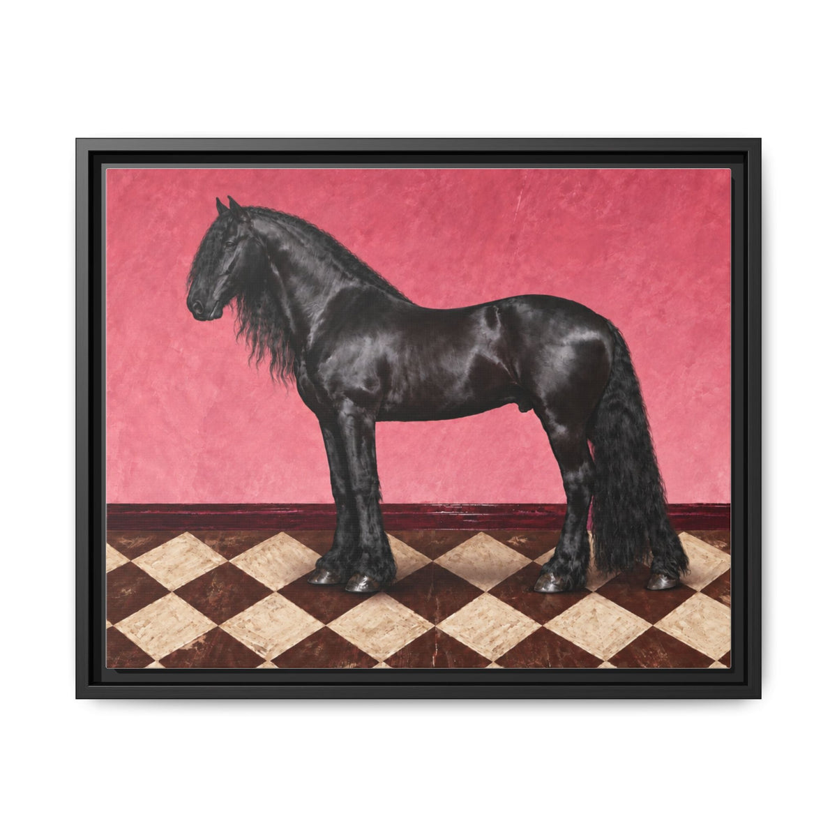 Gentle Giant in Raspberry - Black Friesian Draft Horse Art Print | Equestrian Wall Art - The Other Equestrian