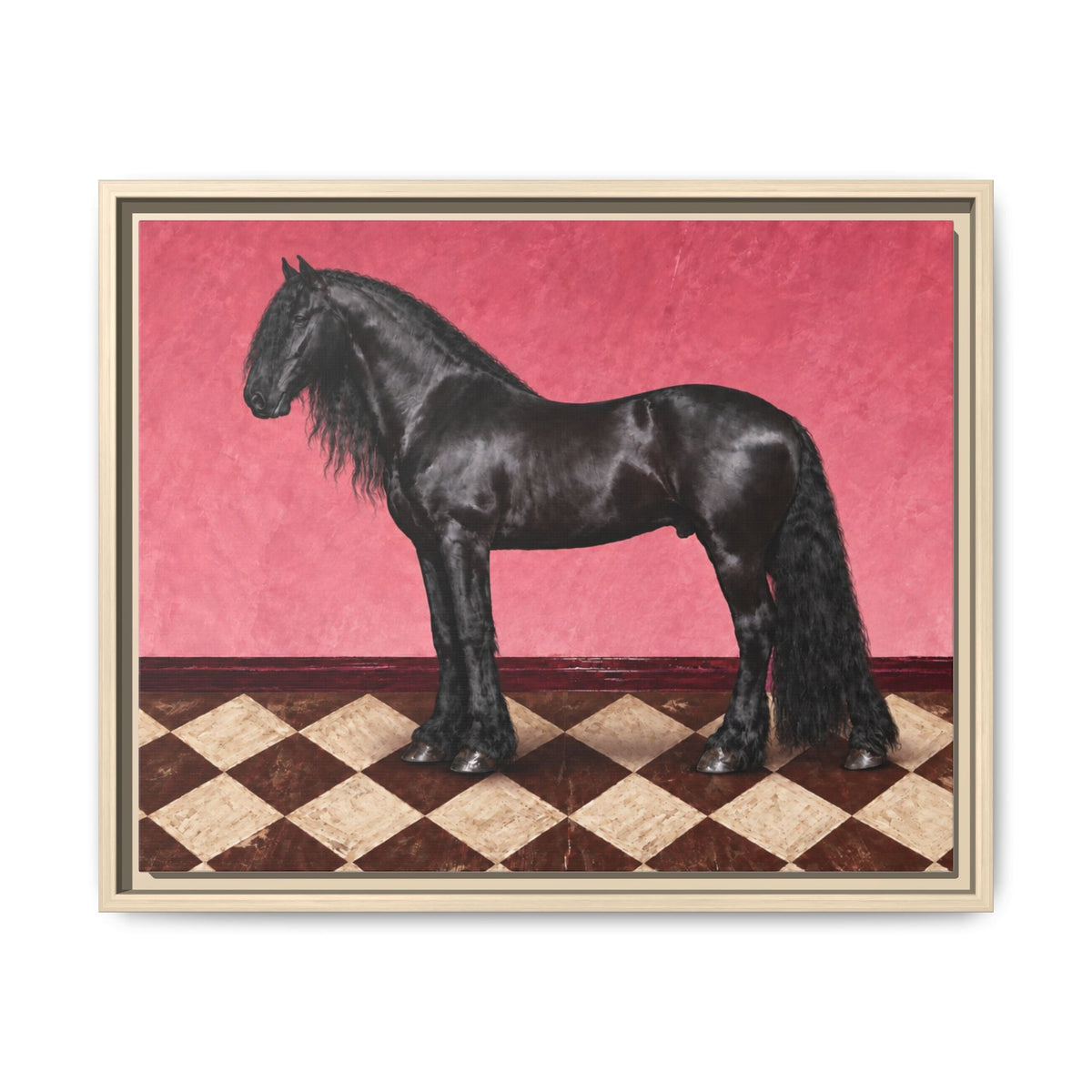 Gentle Giant in Raspberry - Black Friesian Draft Horse Art Print | Equestrian Wall Art - The Other Equestrian