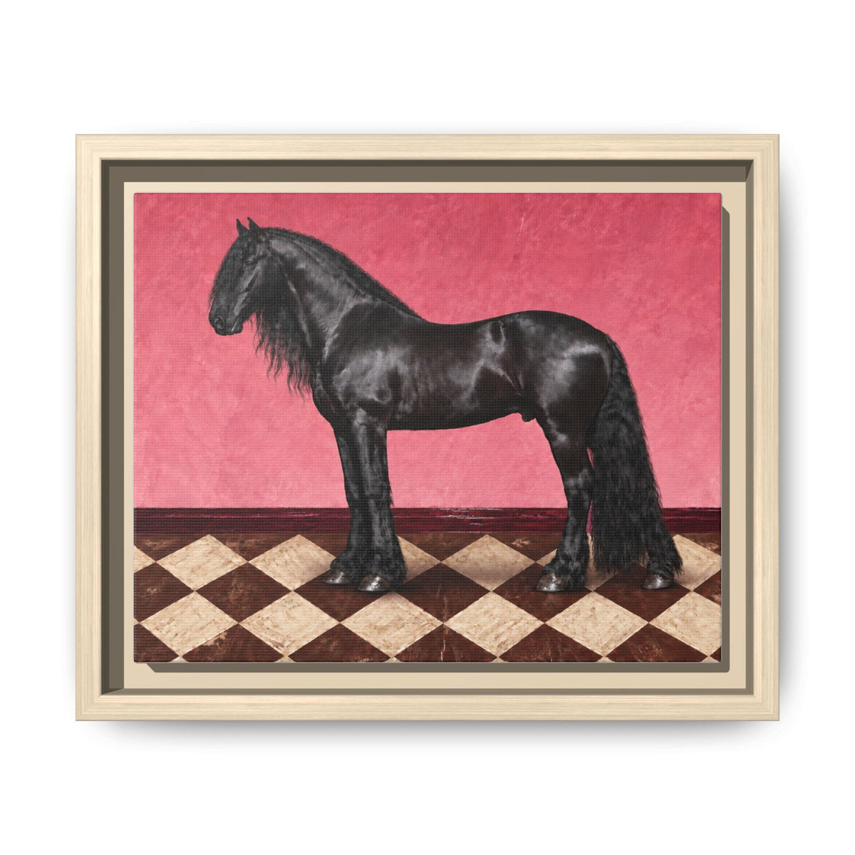 Gentle Giant in Raspberry - Black Friesian Draft Horse Art Print | Equestrian Wall Art - The Other Equestrian