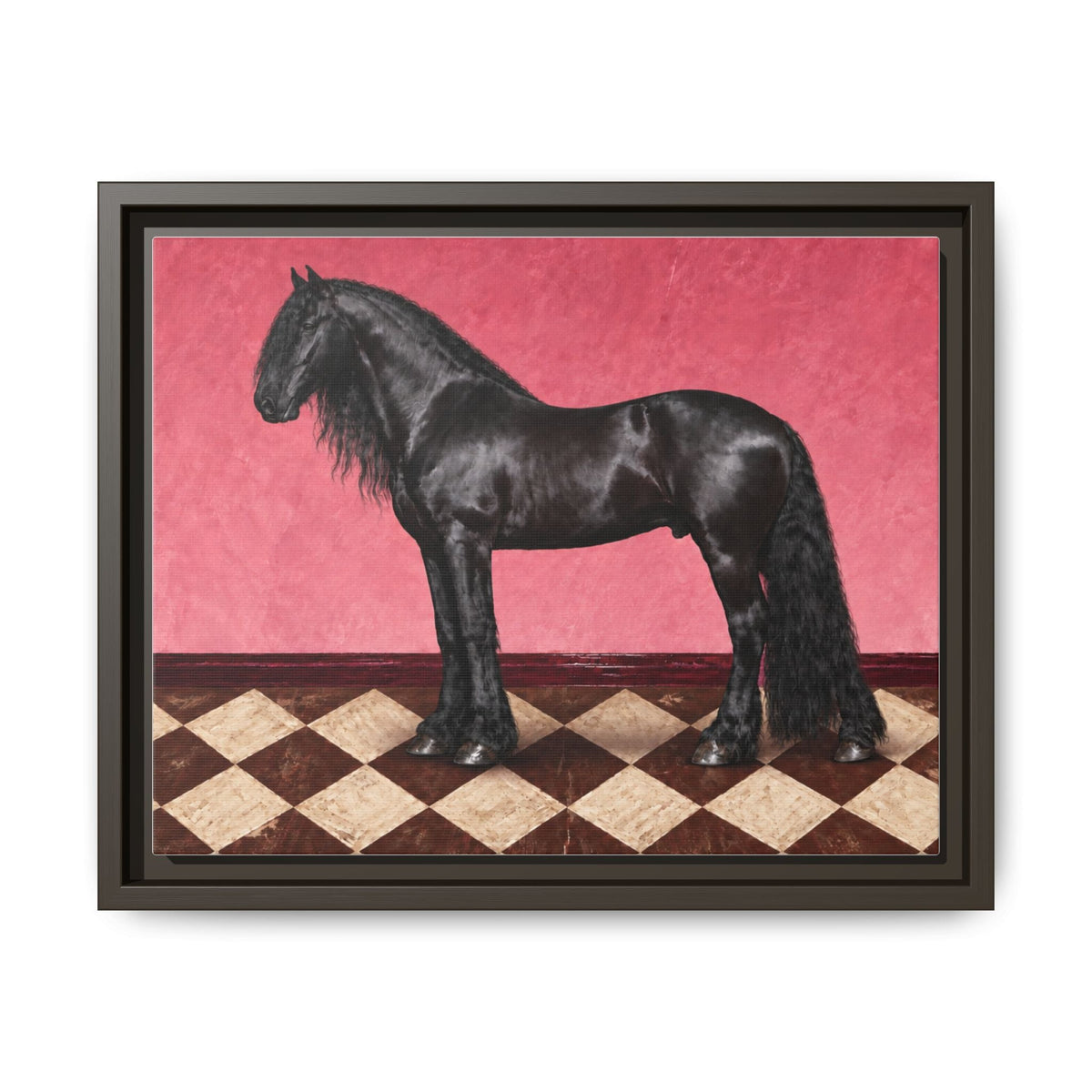 Gentle Giant in Raspberry - Black Friesian Draft Horse Art Print | Equestrian Wall Art - The Other Equestrian
