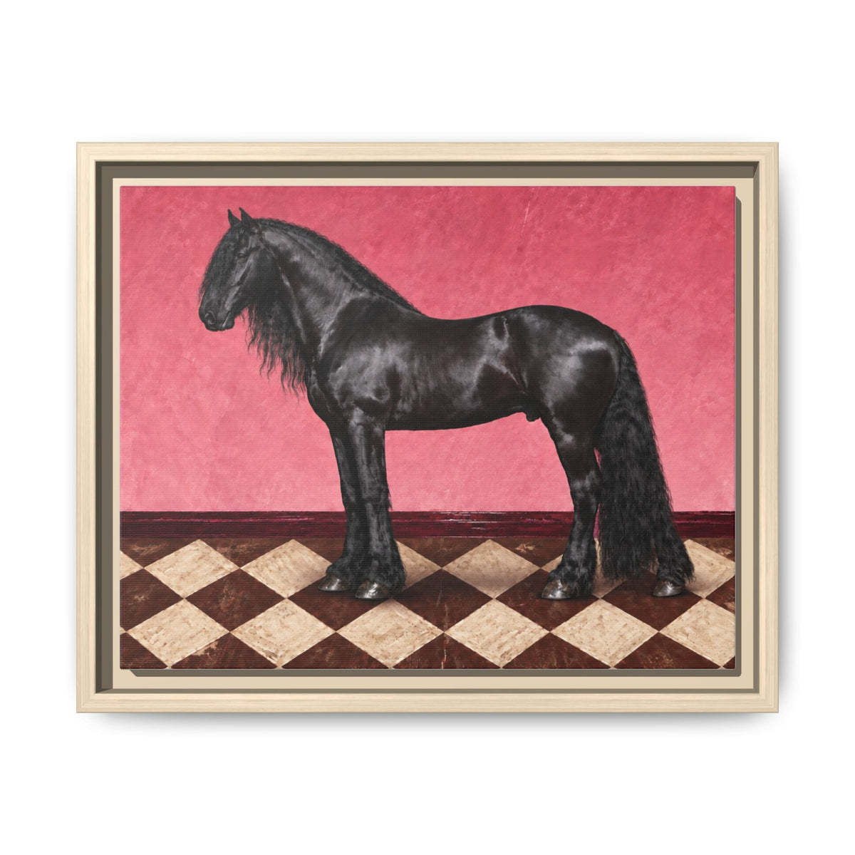 Gentle Giant in Raspberry - Black Friesian Draft Horse Art Print | Equestrian Wall Art - The Other Equestrian