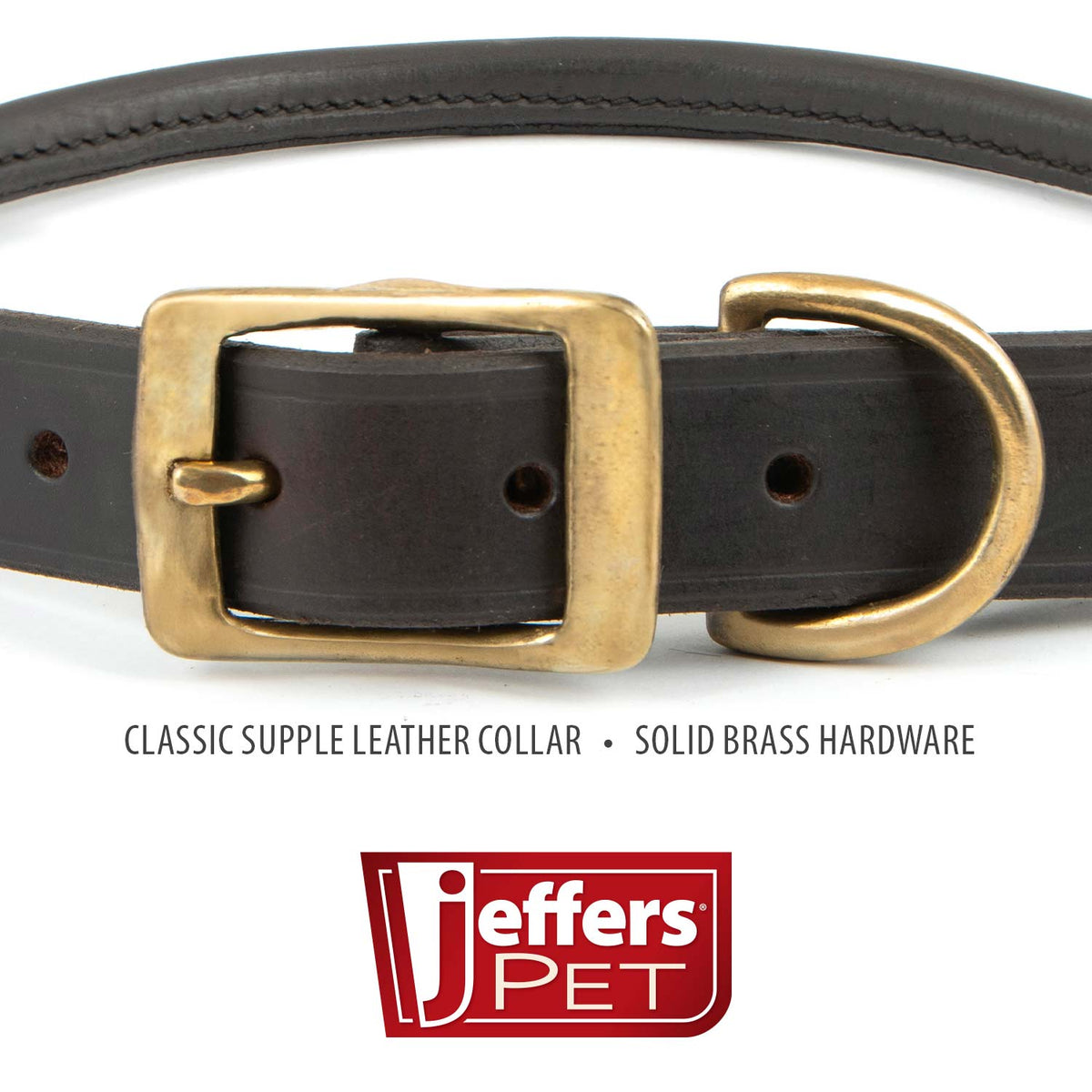 Jeffers Rolled Leather Dog Collars with Brass Hardware - The Other Equestrian