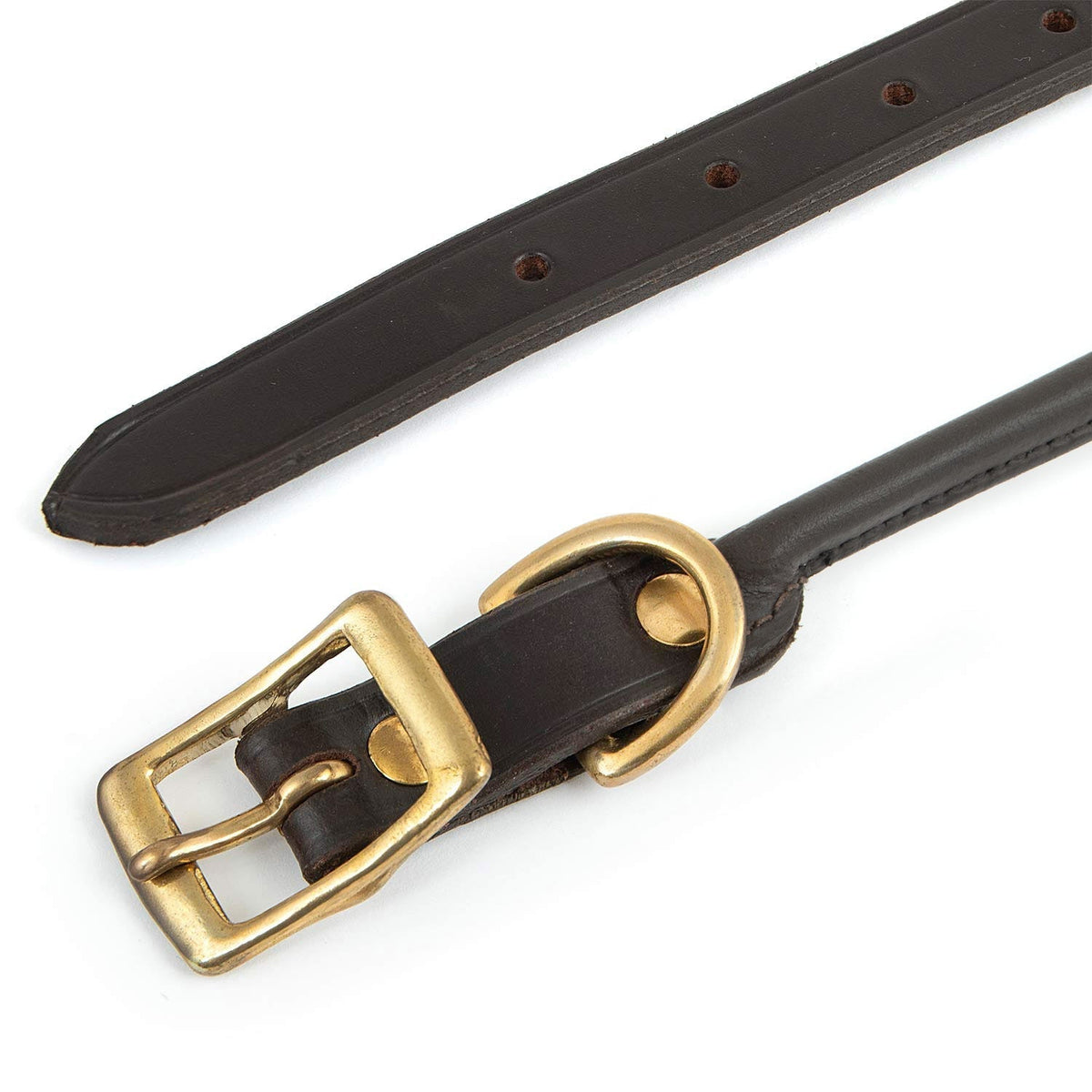Jeffers Rolled Leather Dog Collars with Brass Hardware - The Other Equestrian