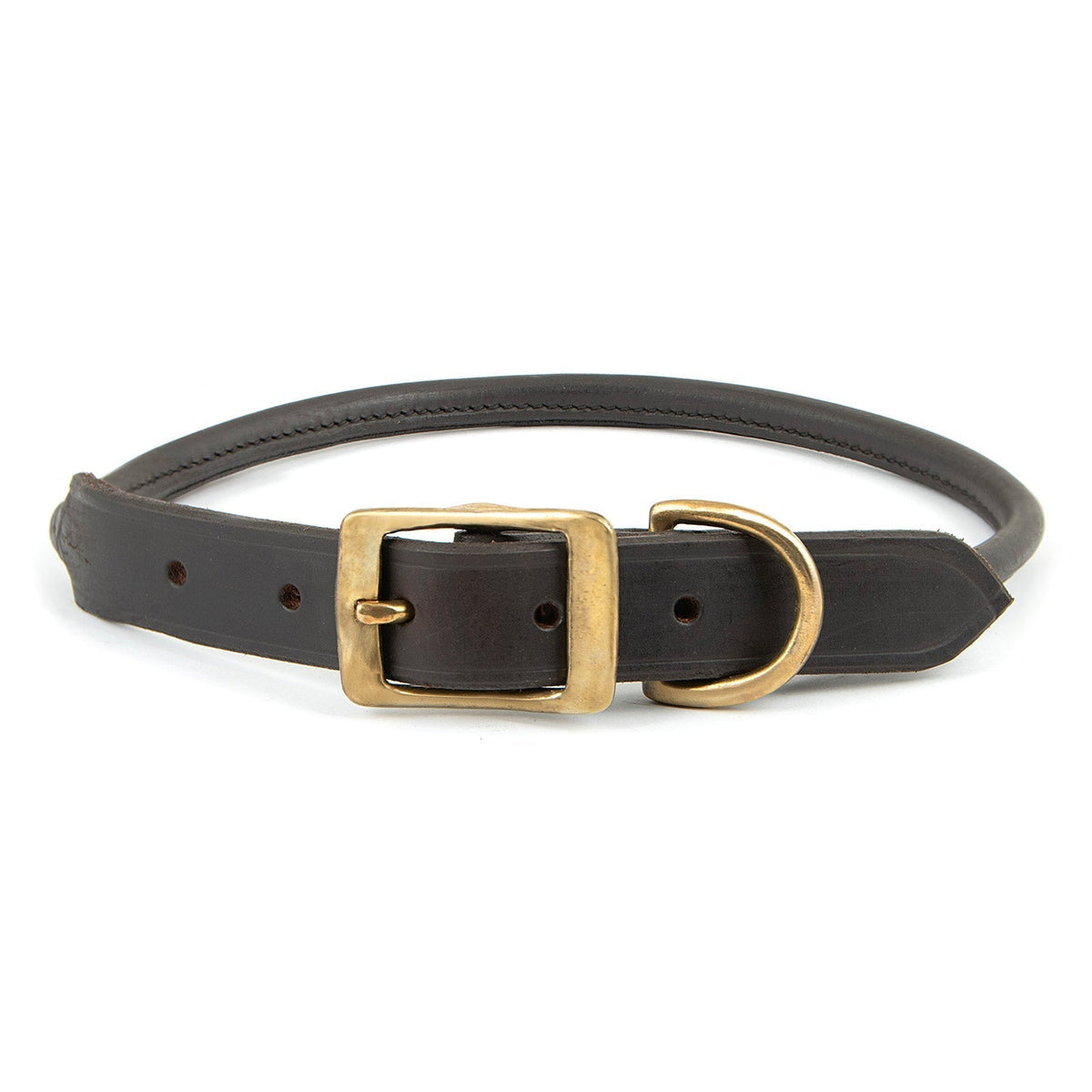 Jeffers Rolled Leather Dog Collars with Brass Hardware - The Other Equestrian