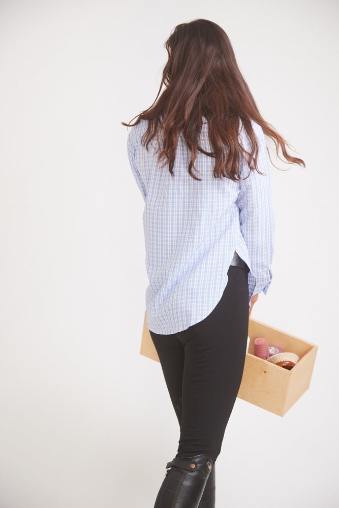 Kaley | Seersucker Plaid Button Down | Cornflower Blue - The Other Equestrian