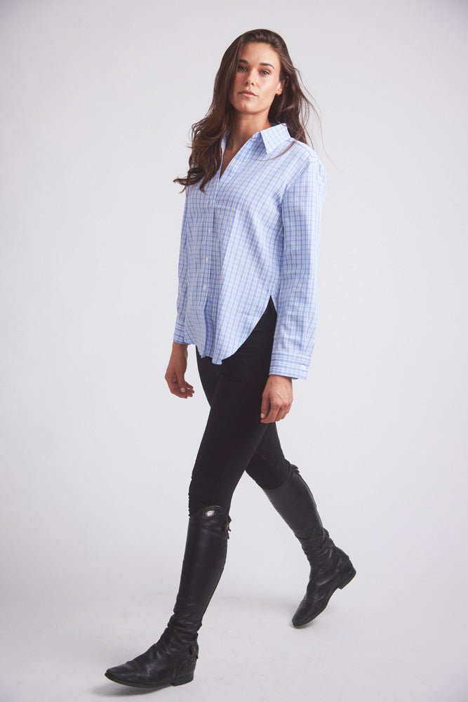 Kaley | Seersucker Plaid Button Down | Cornflower Blue - The Other Equestrian