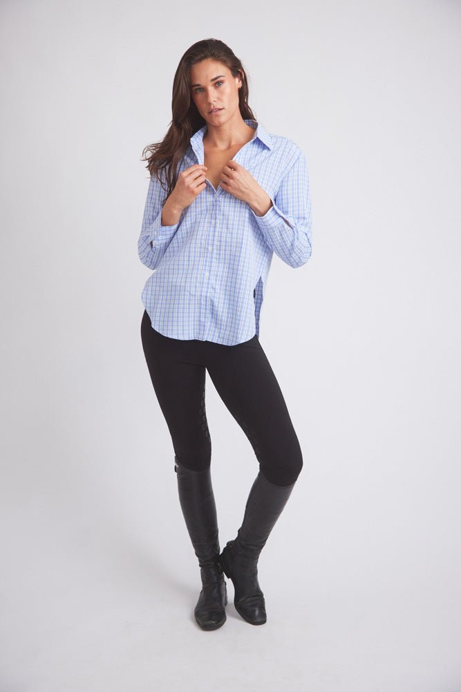 Kaley | Seersucker Plaid Button Down | Cornflower Blue - The Other Equestrian