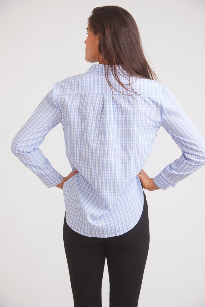 Kaley | Seersucker Plaid Button Down | Cornflower Blue - The Other Equestrian