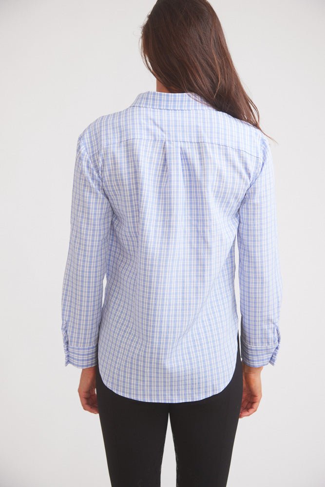 Kaley | Seersucker Plaid Button Down | Cornflower Blue - The Other Equestrian