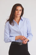 Kaley | Seersucker Plaid Button Down | Cornflower Blue - The Other Equestrian