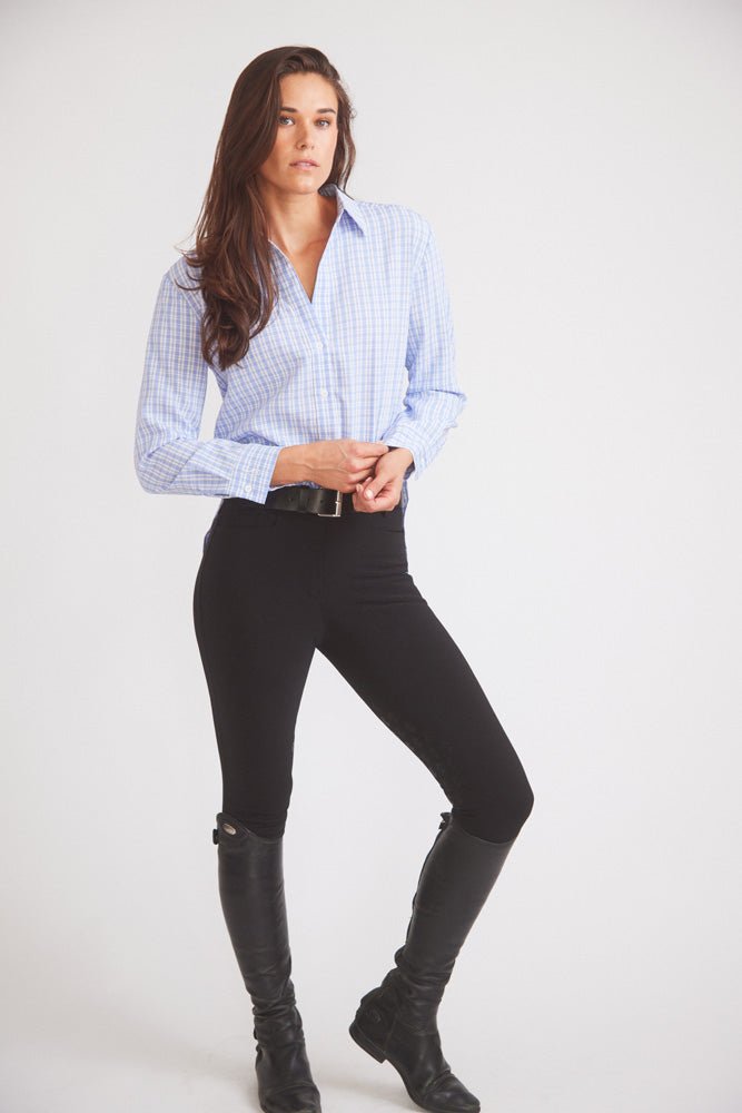 Kaley | Seersucker Plaid Button Down | Cornflower Blue - The Other Equestrian