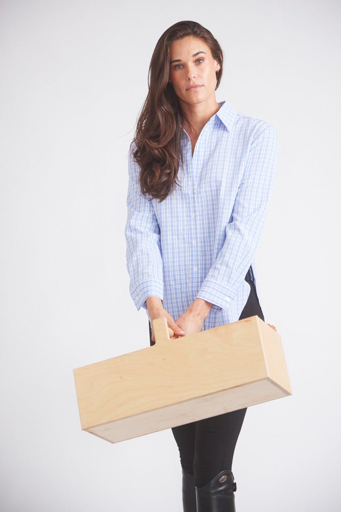 Kaley | Seersucker Plaid Button Down | Cornflower Blue - The Other Equestrian