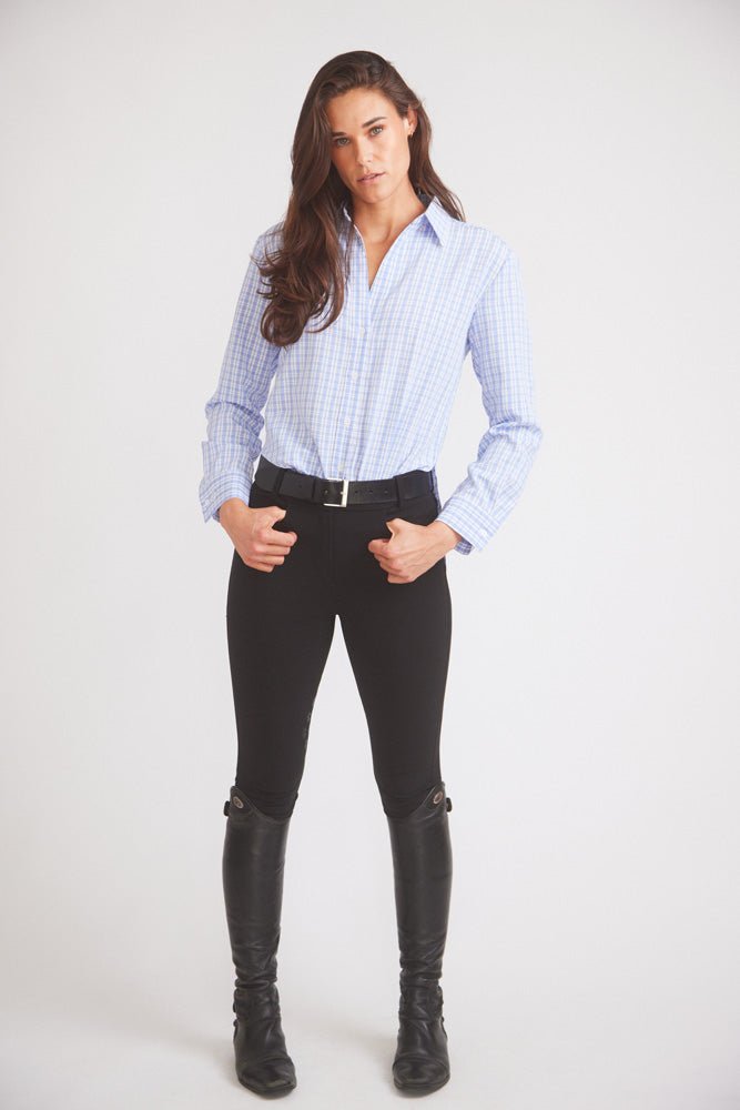 Kaley | Seersucker Plaid Button Down | Cornflower Blue - The Other Equestrian