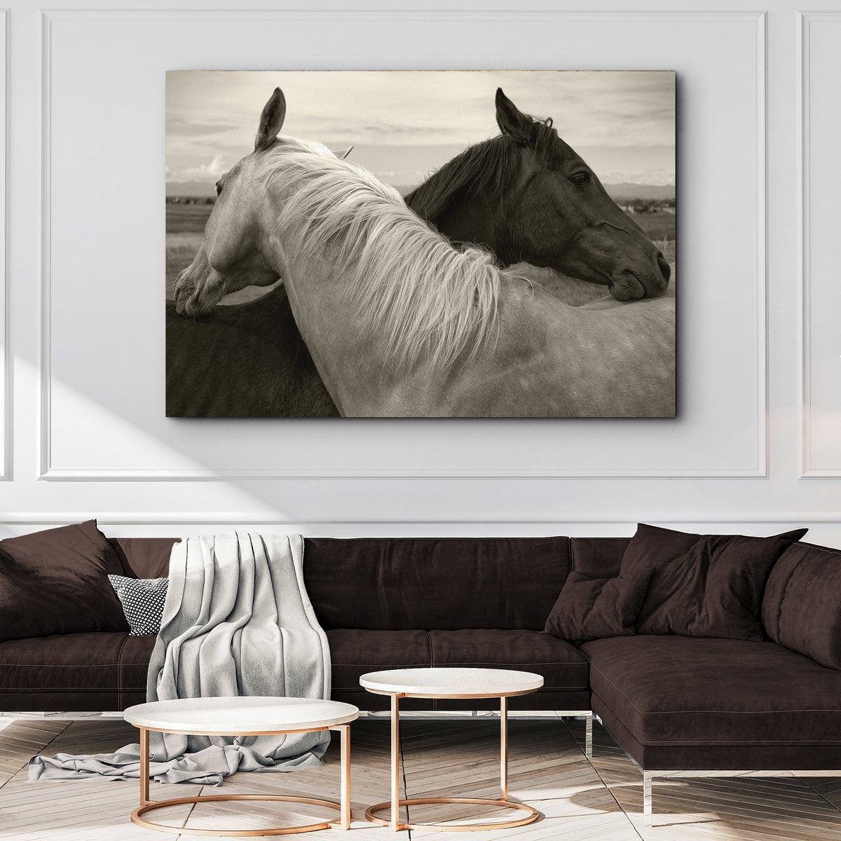 Monochrome Couple Horse Canvas Wall Art - The Other Equestrian
