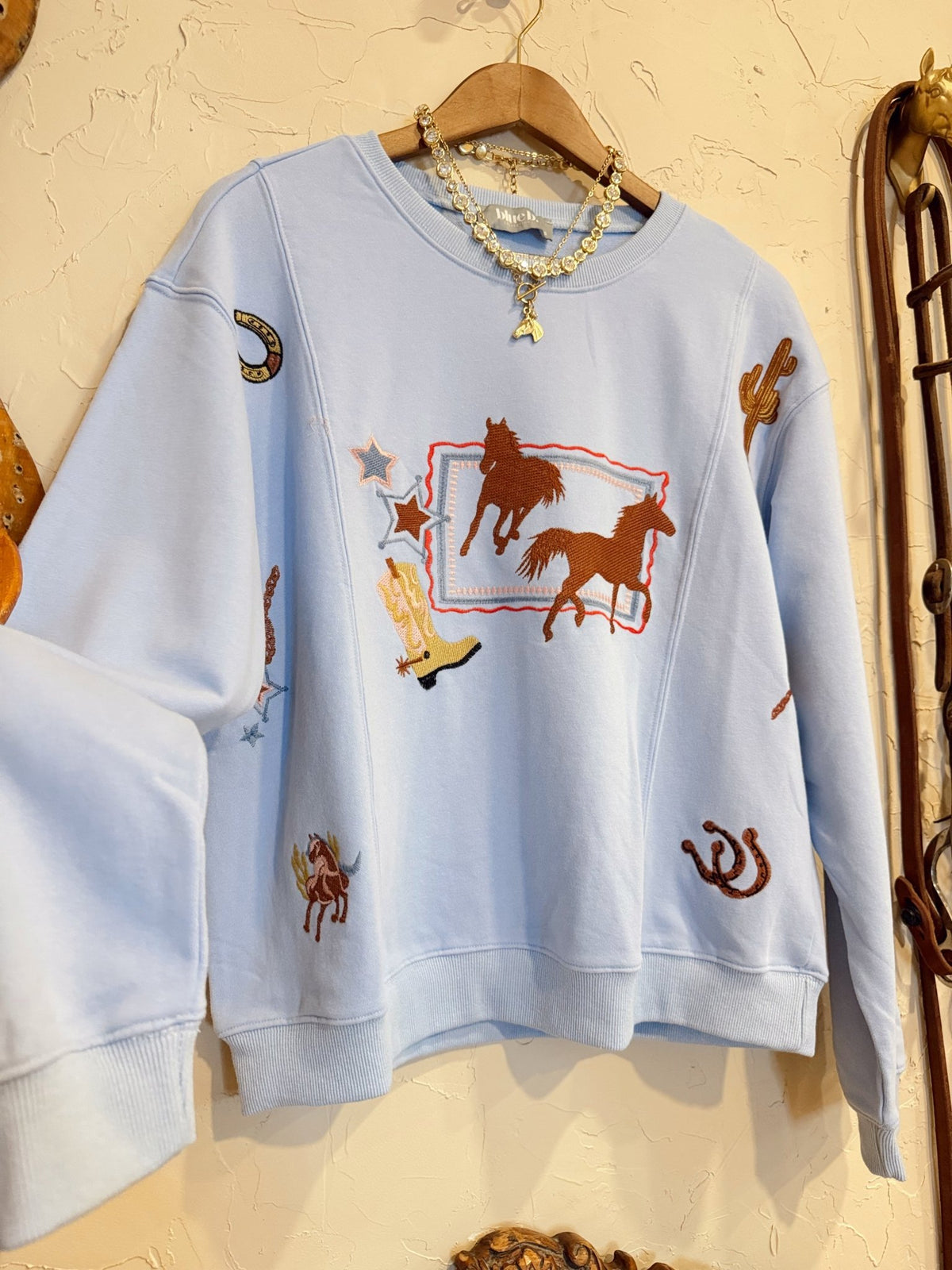 The Bixby Embroidered Sweatshirt | Rodeo Cowgirl Horse Fashion Sweatshirt - The Other Equestrian