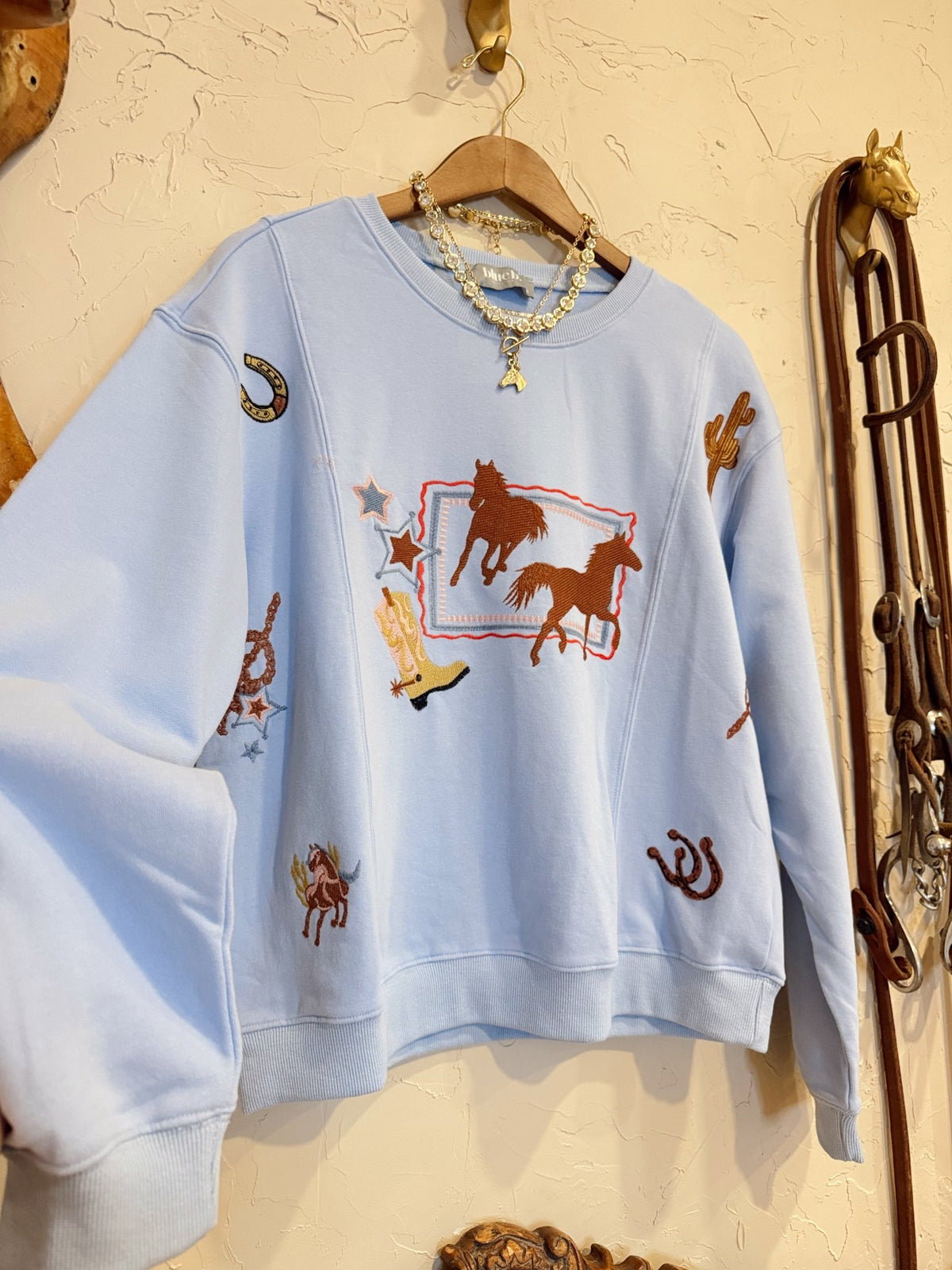 The Bixby Embroidered Sweatshirt | Rodeo Cowgirl Horse Fashion Sweatshirt - The Other Equestrian