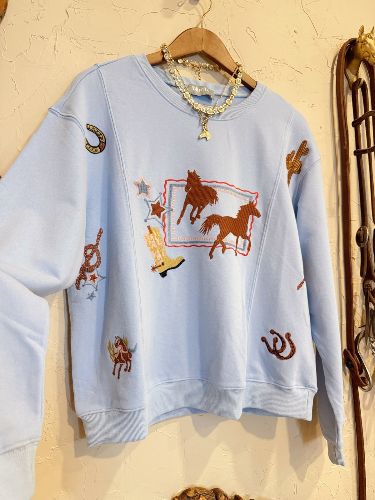 The Bixby Embroidered Sweatshirt | Rodeo Cowgirl Horse Fashion Sweatshirt - The Other Equestrian