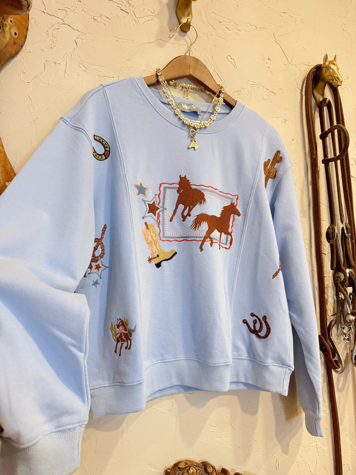 The Bixby Embroidered Sweatshirt | Rodeo Cowgirl Horse Fashion Sweatshirt - The Other Equestrian