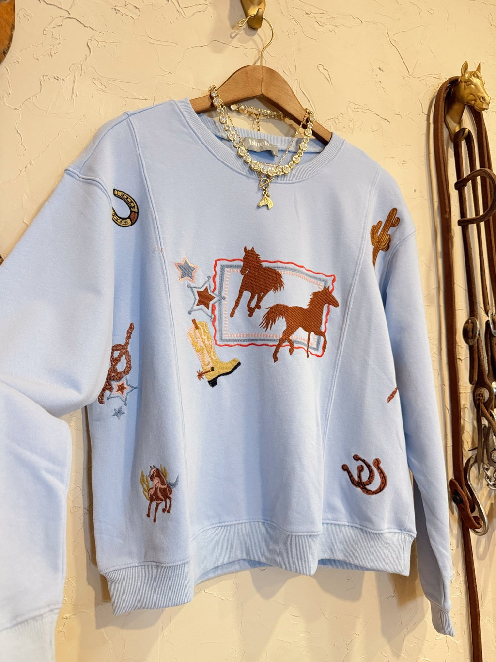 The Bixby Embroidered Sweatshirt | Rodeo Cowgirl Horse Fashion Sweatshirt - The Other Equestrian