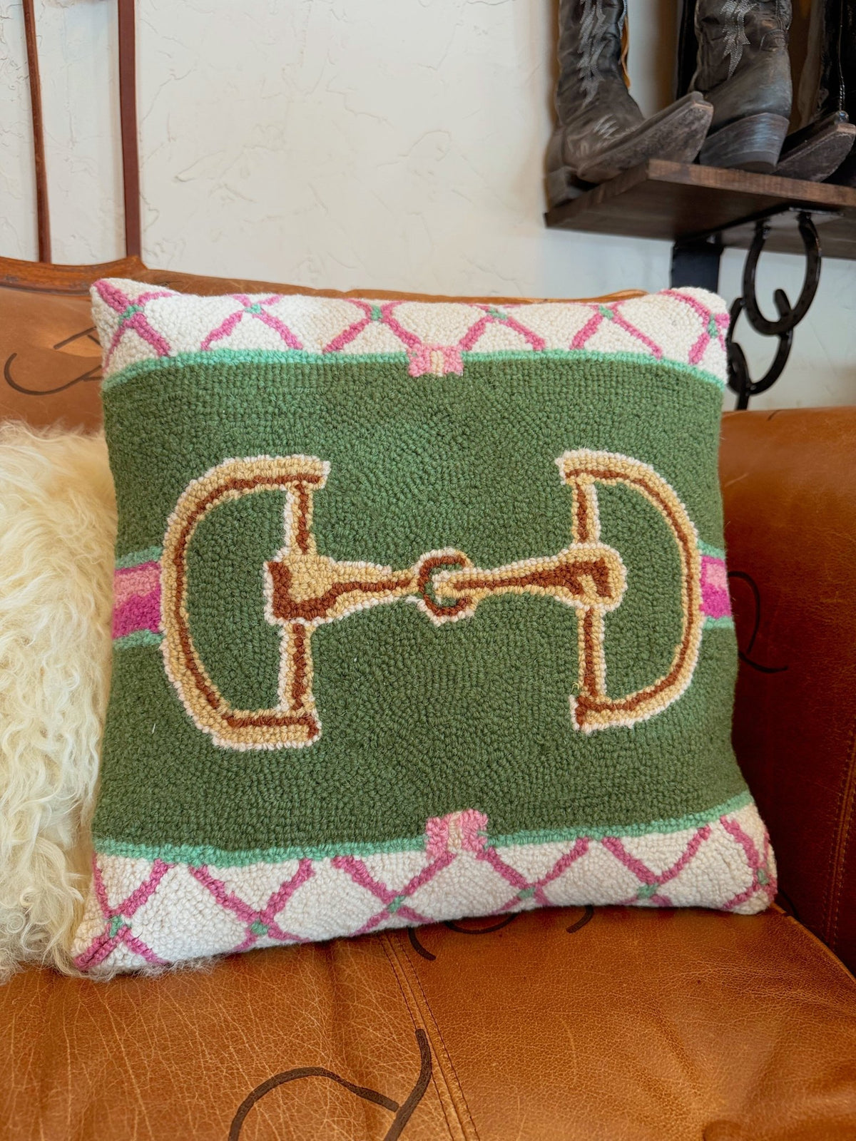 The Pink Snaffle Bit Hook Pillow PREORDER | Equestrian Home Decor Gift - The Other Equestrian