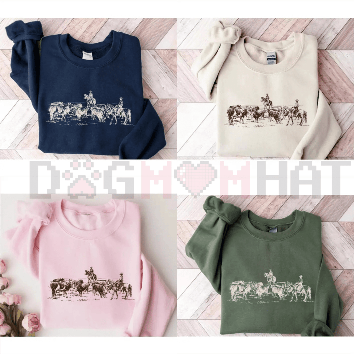 Vintage Cowboy Rodeo Sweatshirt – Retro Horse Western Crewneck, Country Lifestyle Jumper, Cowboy and Cows Graphic Pullover, Western Gift for Her & Him - The Other Equestrian