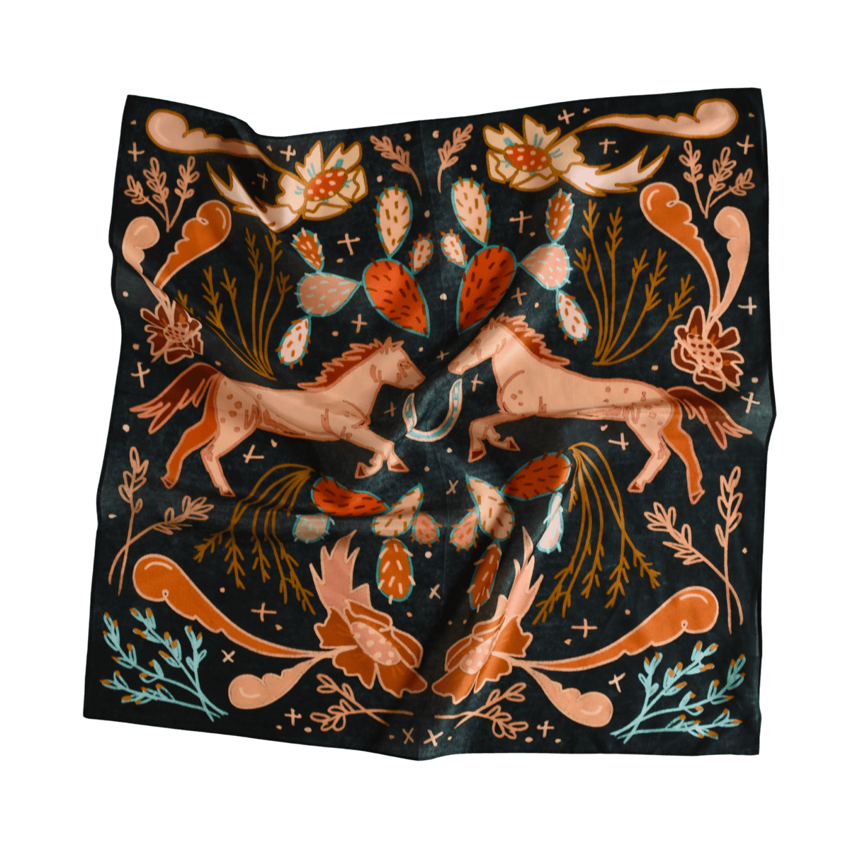 Wild Horse Prairies in Denim Cowgirl Wild Rag: Western Scarf Bandana Silk Tencel Wild Rag - The Other Equestrian