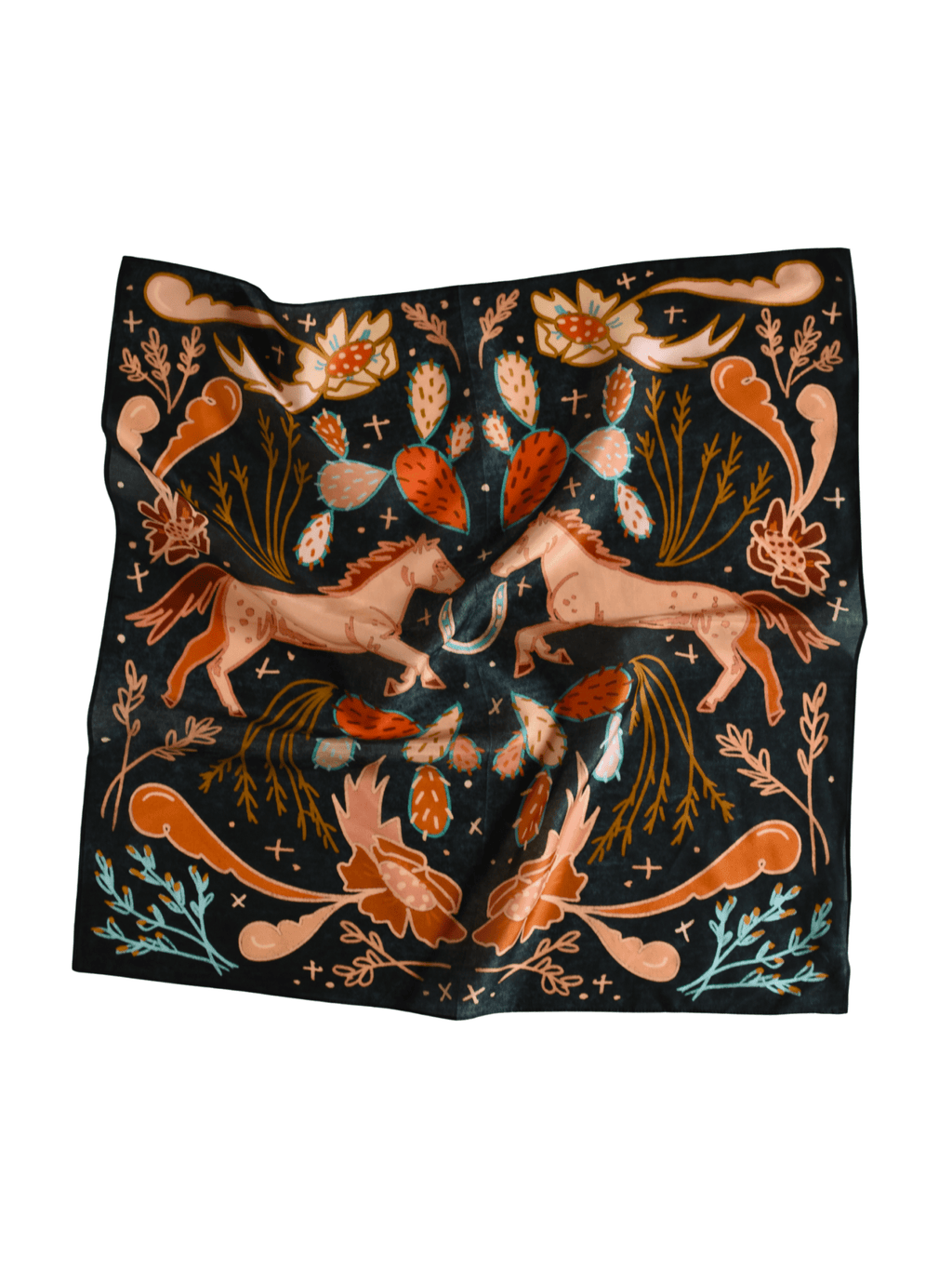 Wild Horse Prairies in Denim Cowgirl Wild Rag: Western Scarf Bandana Silk Tencel Wild Rag - The Other Equestrian1