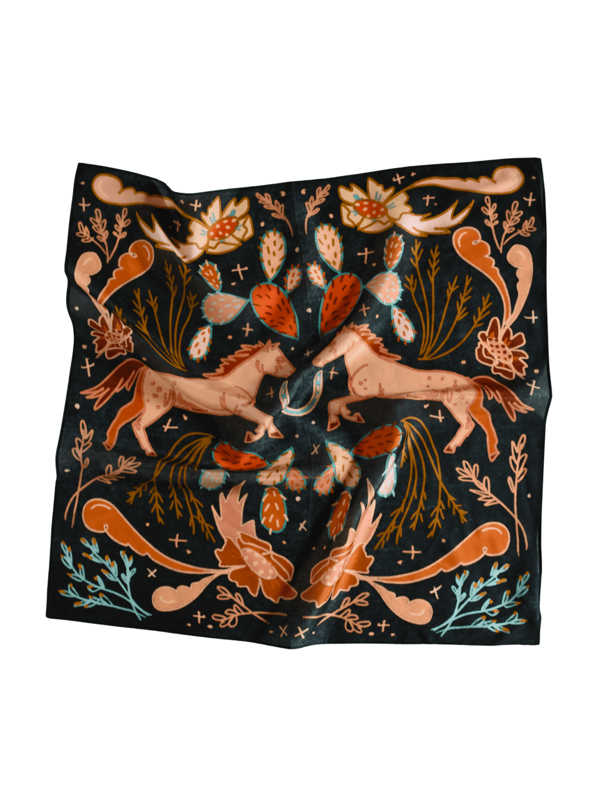 Wild Horse Prairies in Denim Cowgirl Wild Rag: Western Scarf Bandana Silk Tencel Wild Rag - The Other Equestrian